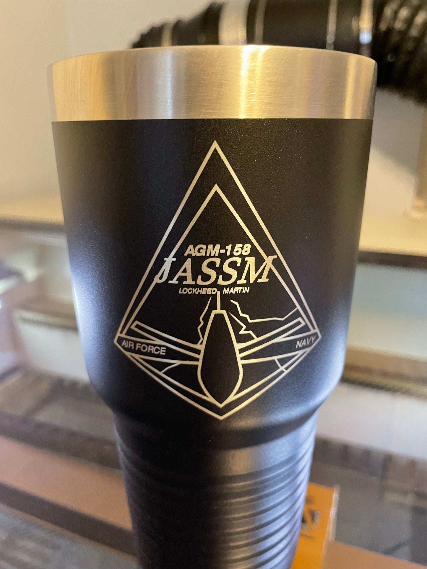 Black Polar Camel Double-Walled Tumbler with Custom Emblem Engraving